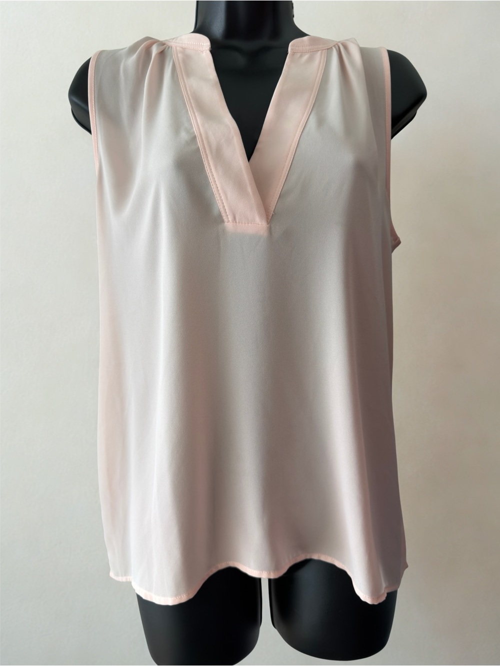 J. Crew Sleeveless V-Neck Blouse in Soft Pink